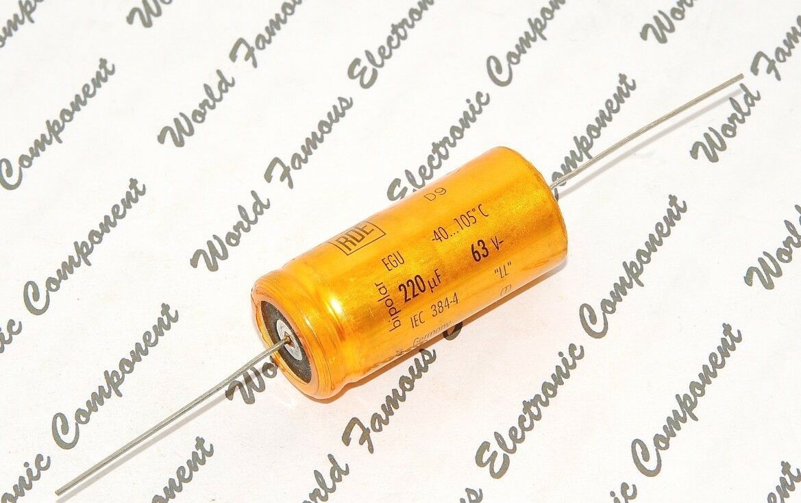 1pcs - ROE EGU 220uF (220µF) 63V Bipolar Axial Capacitor / Kondensatoren - BP