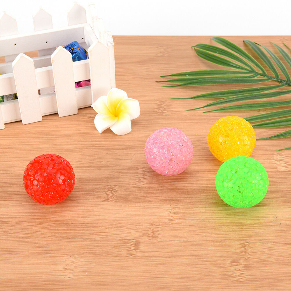 pet dog cat play transparent particles non-toxic rubber ball with bell Xma.l8