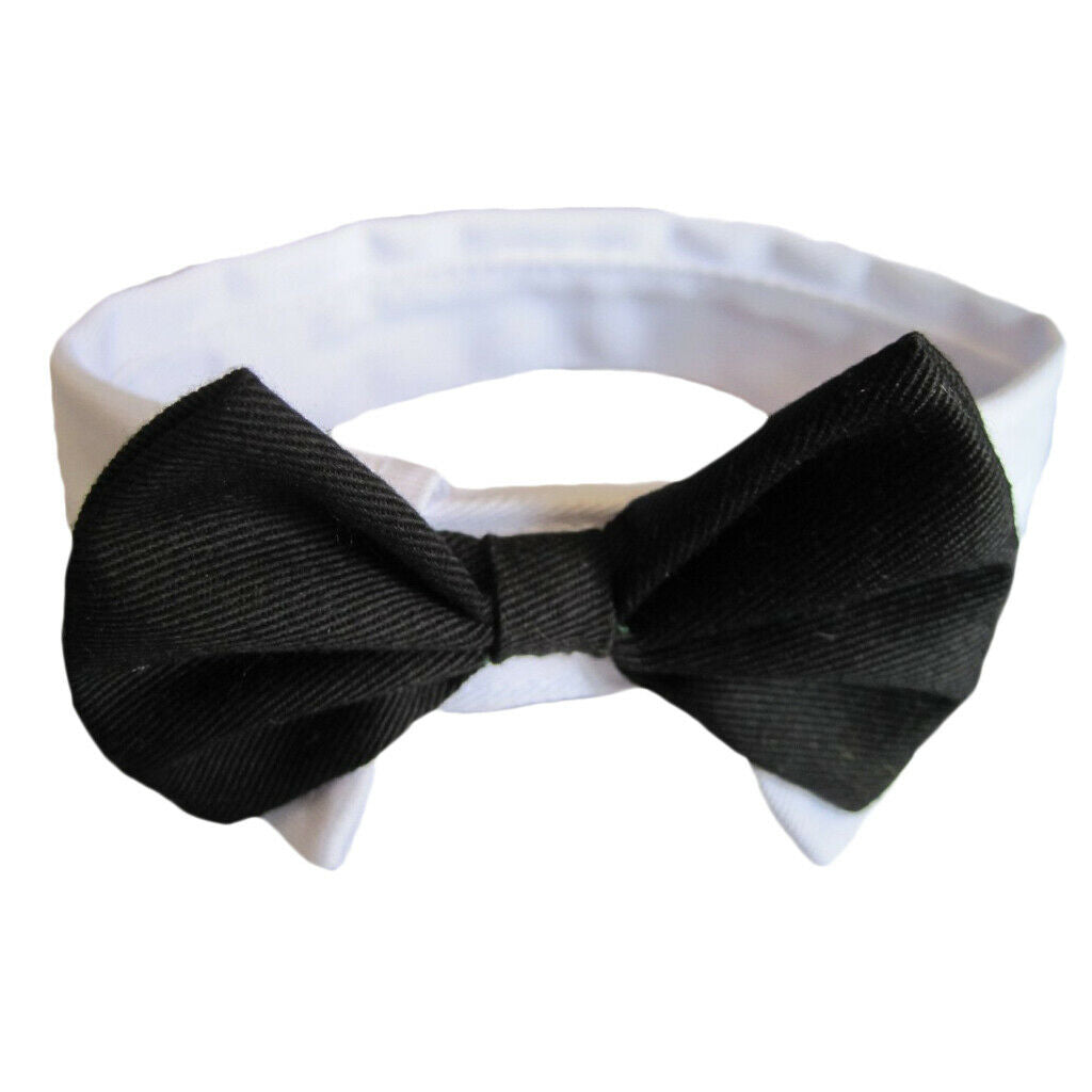 Adjustable Pet Dog Cat Bowknot Tie Christmas Holiday Party Collar White_L