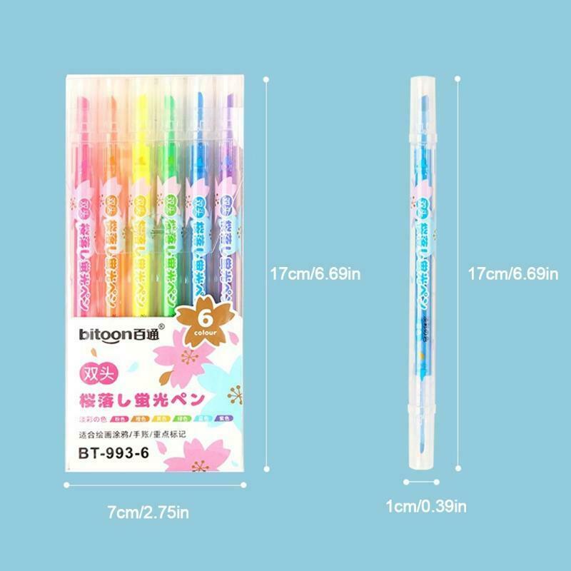 6 Pcs/Set Multifunctional Fluorescent Pens Creative Highlighter Pens Markers