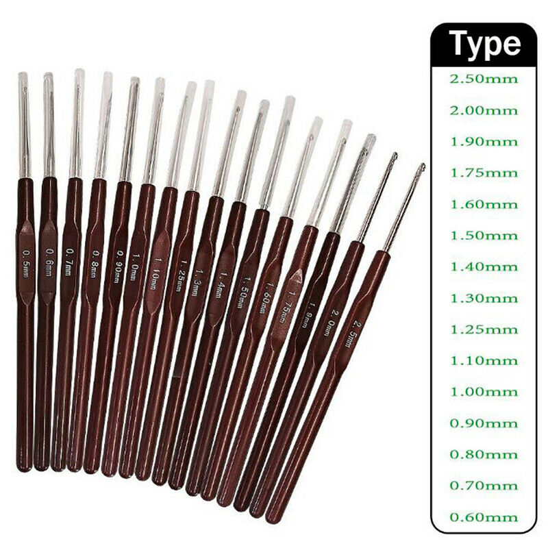 16pcs Plastic Handle Crochet Hooks Handle Knitting Needles Set Crochetin.l8