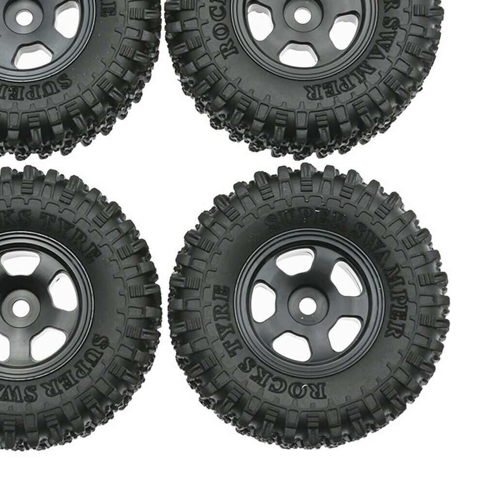 Pieces 1:2Wheel Tires Tyres for Axial SCX2RC Crawler Cars Vehicles Black