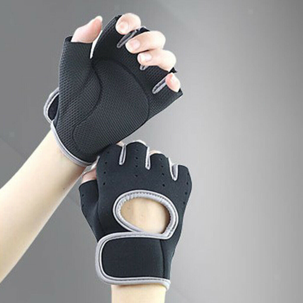 2 Pairs Adjustable Half FingerWeight Lifting Workout Gloves Training Gym