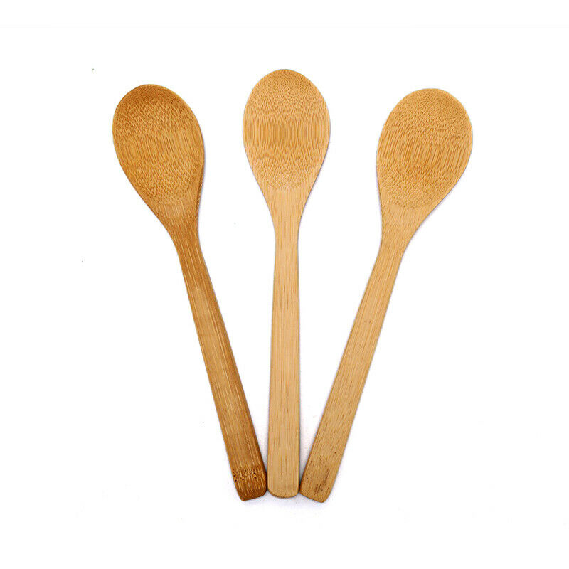Wooden Round Bamboo Spoon Jam Scoop DIY Kitchen Cooking Utensil Tools .l8