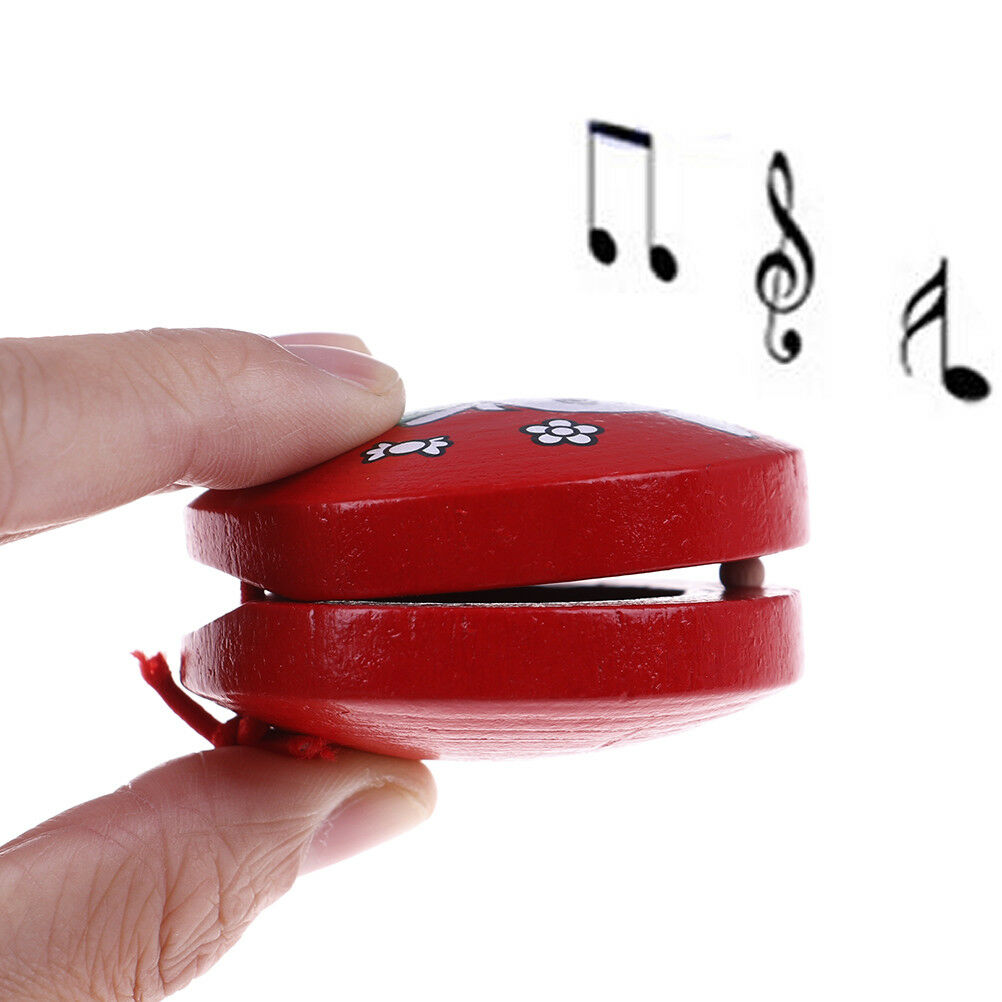 New children musical percussion instrument xmas gift cartoon wooden castanetBDA