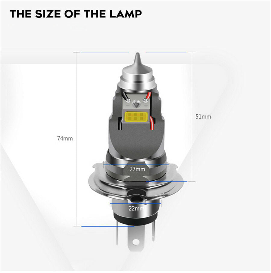 Motorcycle  H4 led headlight 7500K 4000LM DC 12v-80v 38w Dual Side Bright light
