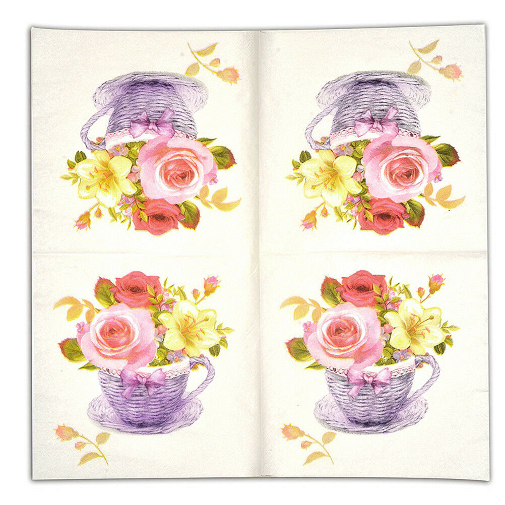 20pcs flower paper napkins food festive party tissue napkins decoupage decorDDAU