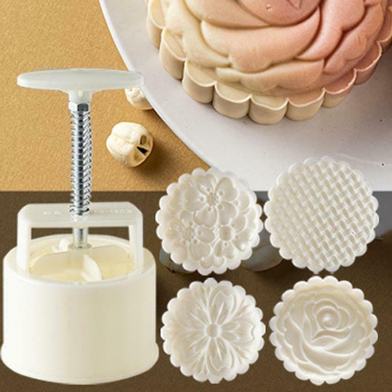 4ps Blossom Flowers Stamps Moon Cake Mould DIY 150g mooncake mold  Pastry Tool