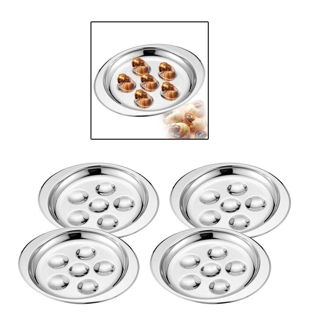 4 Pieces French Escargot Plate Platter Mushroom Snail Dish Server Set