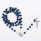Blue Crystal Bead Catholic Rosary Necklace Virgin Holy Land Baby Religious Cross