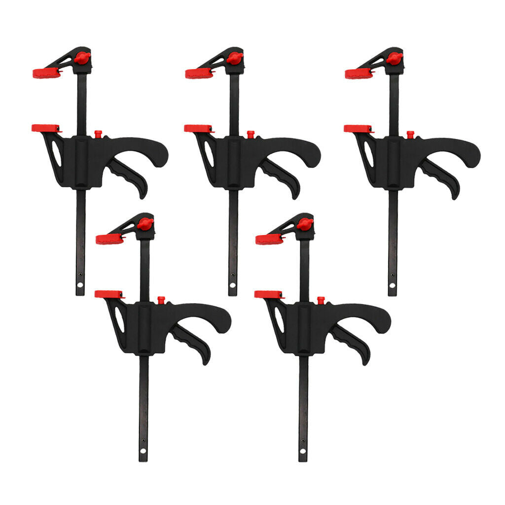 5x Black 10cm Wood Bar Clamp Quick Grip Ratchet Release Squeeze Clamps