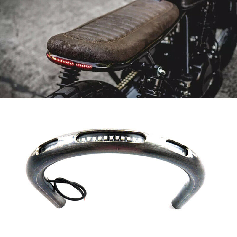 230mm Motorcycle Seat Frame Hoop Loop with LED Brake Light Turn Signal Indicator