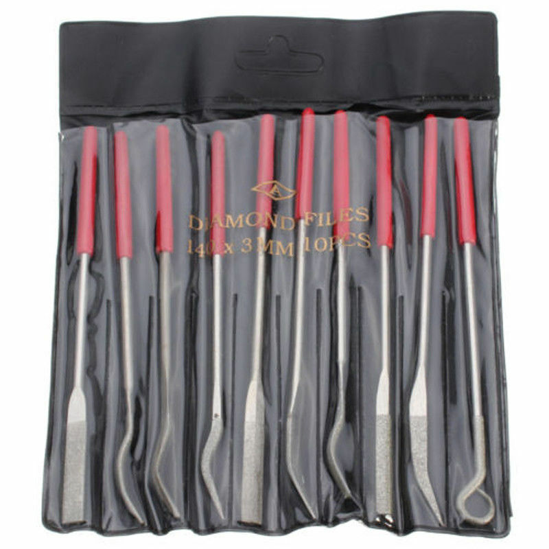 10Pcs Diamond Coated Riffler File Mechanical Watch Jewelry Files Tool Set 140mm