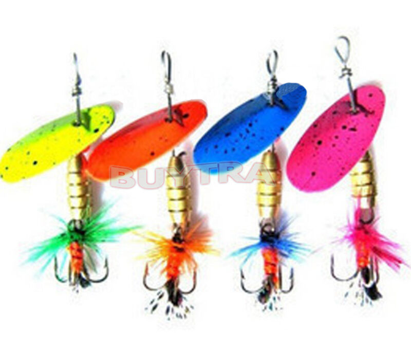 Lot 4pcs Fishing Spinner Spoon Baits Lures Fishing Swim Bait Lure Crankt2*NE XC