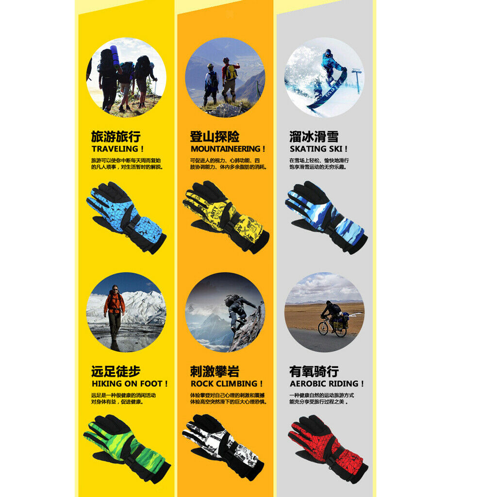 Men Winter Motorcycle Hiking Ski Snow Snowboarding Gloves Blue