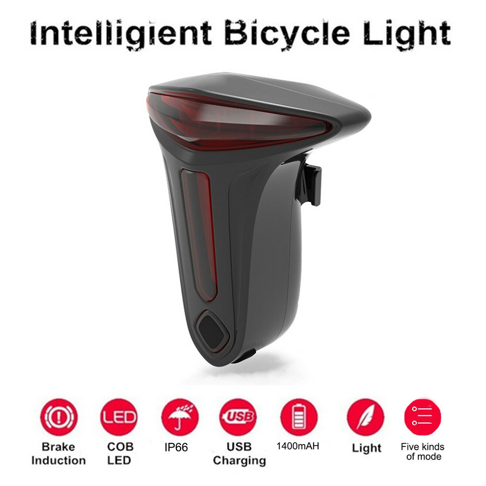 Compact Brake Sensor Light Bicycle Taillight Daylight Sensor Lights Lamp