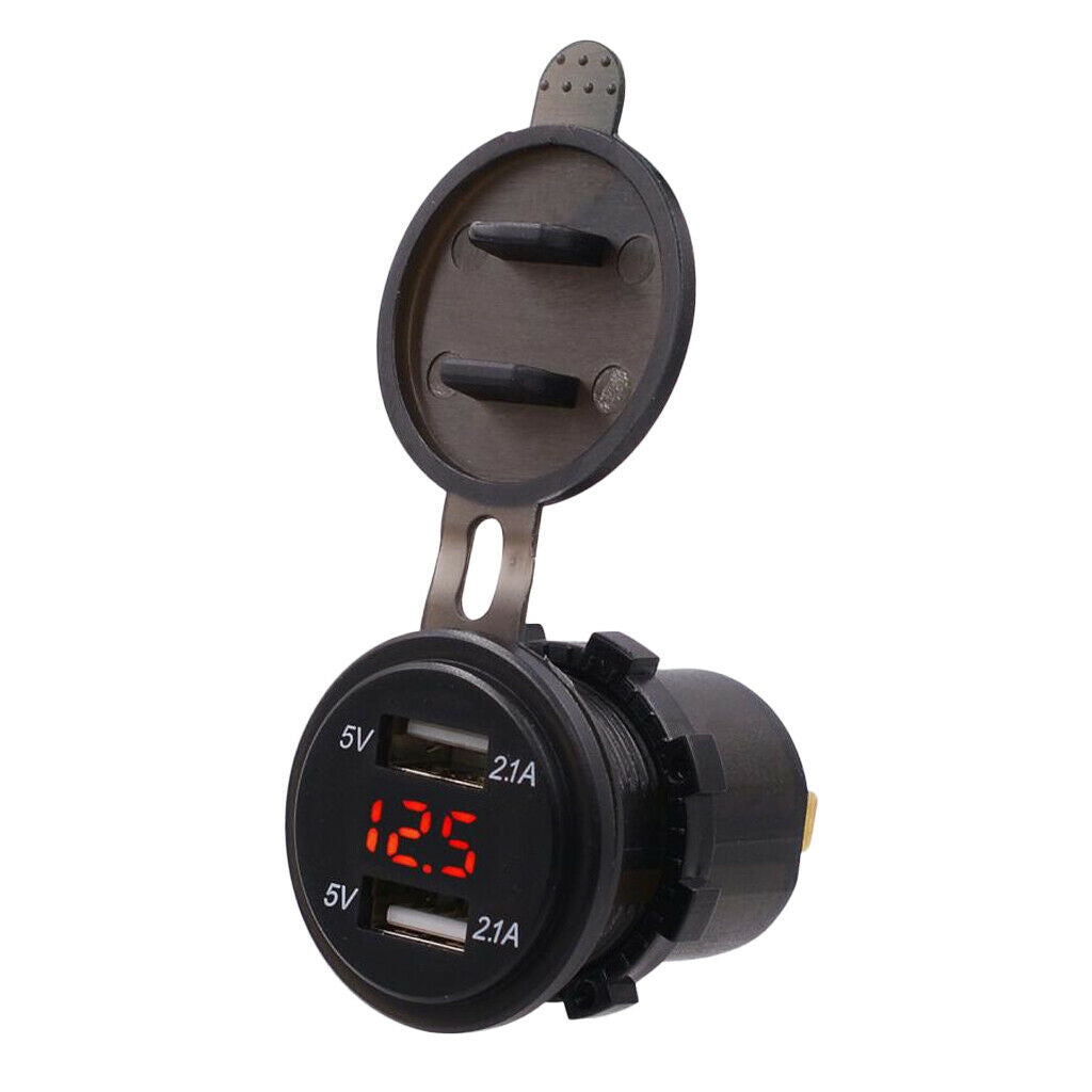 Waterproof Dual 4.2A USB Fast Charger Socket Power Outlet with Digital Voltmeter