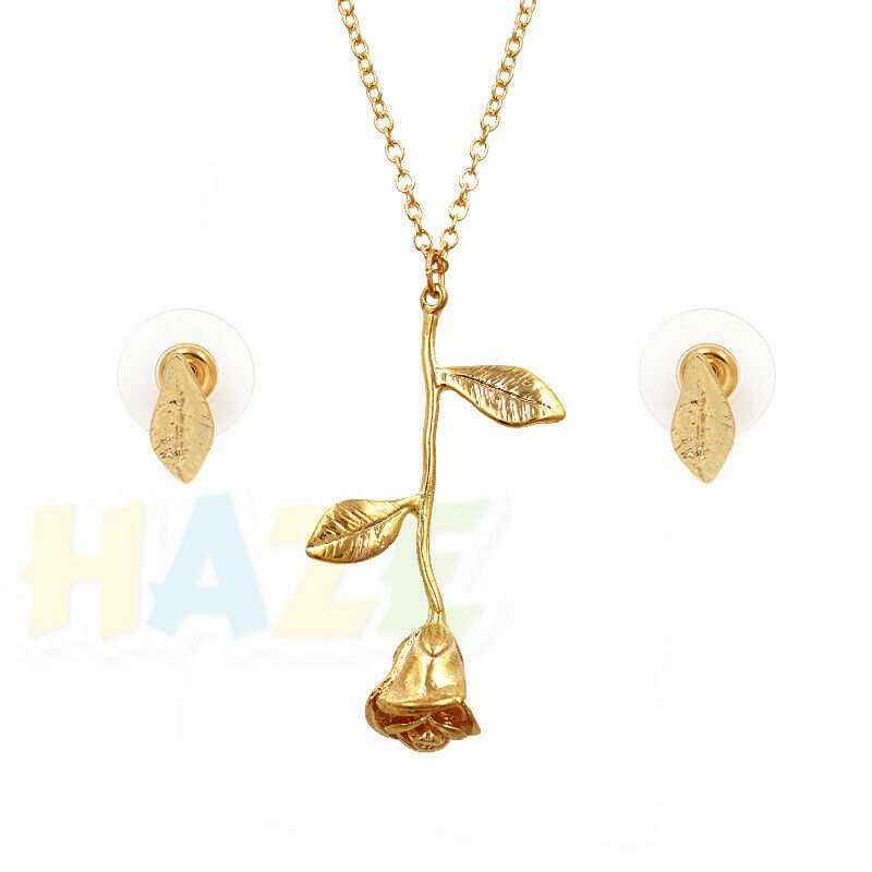 1pc Creative Fashion Rose Flower Necklace Golden Chain Girls Gift New