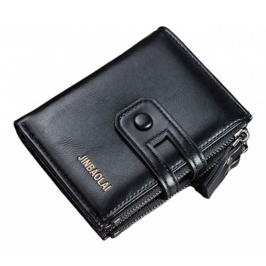 Leather men women wallet bifold credit card holder zipper