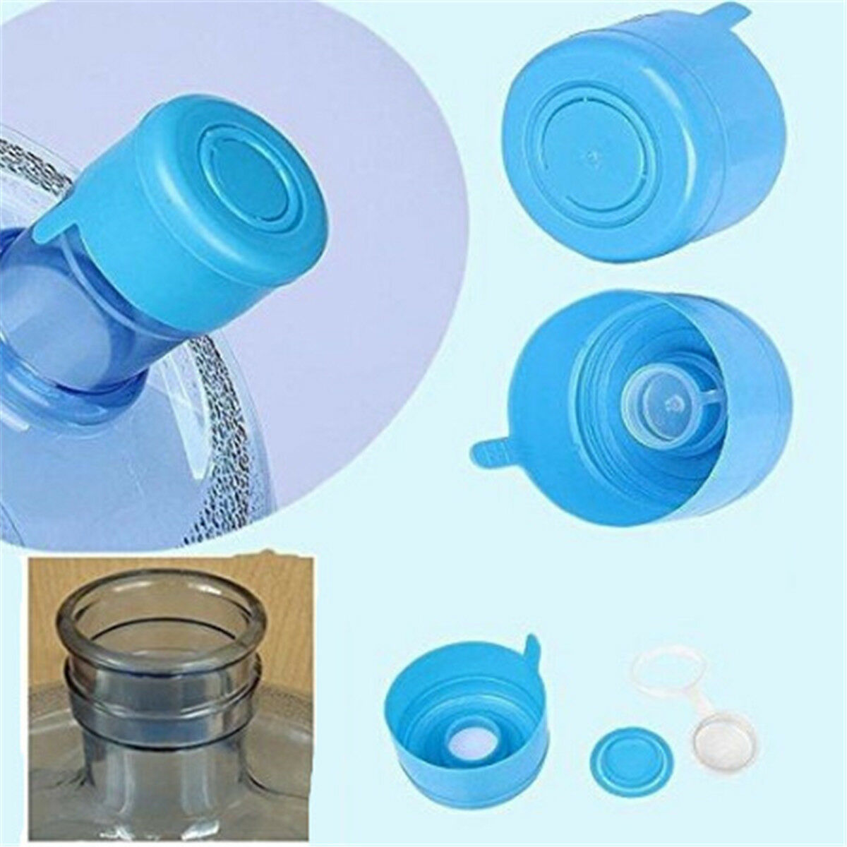 5Pcs Gallon Replacement  Water Bottle Snap On Cap Anti Splash Peel Off Tops 55mm