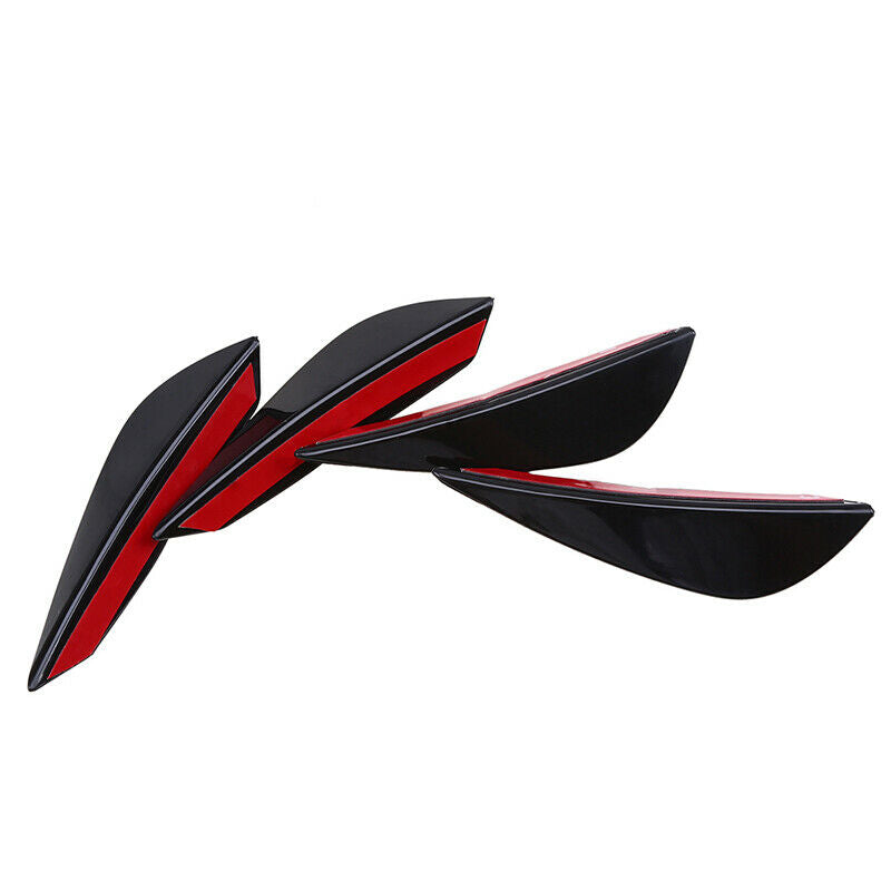 4PCS Universal Glossy Black Rubber Front Bumper Splitter Fins Lip Canard