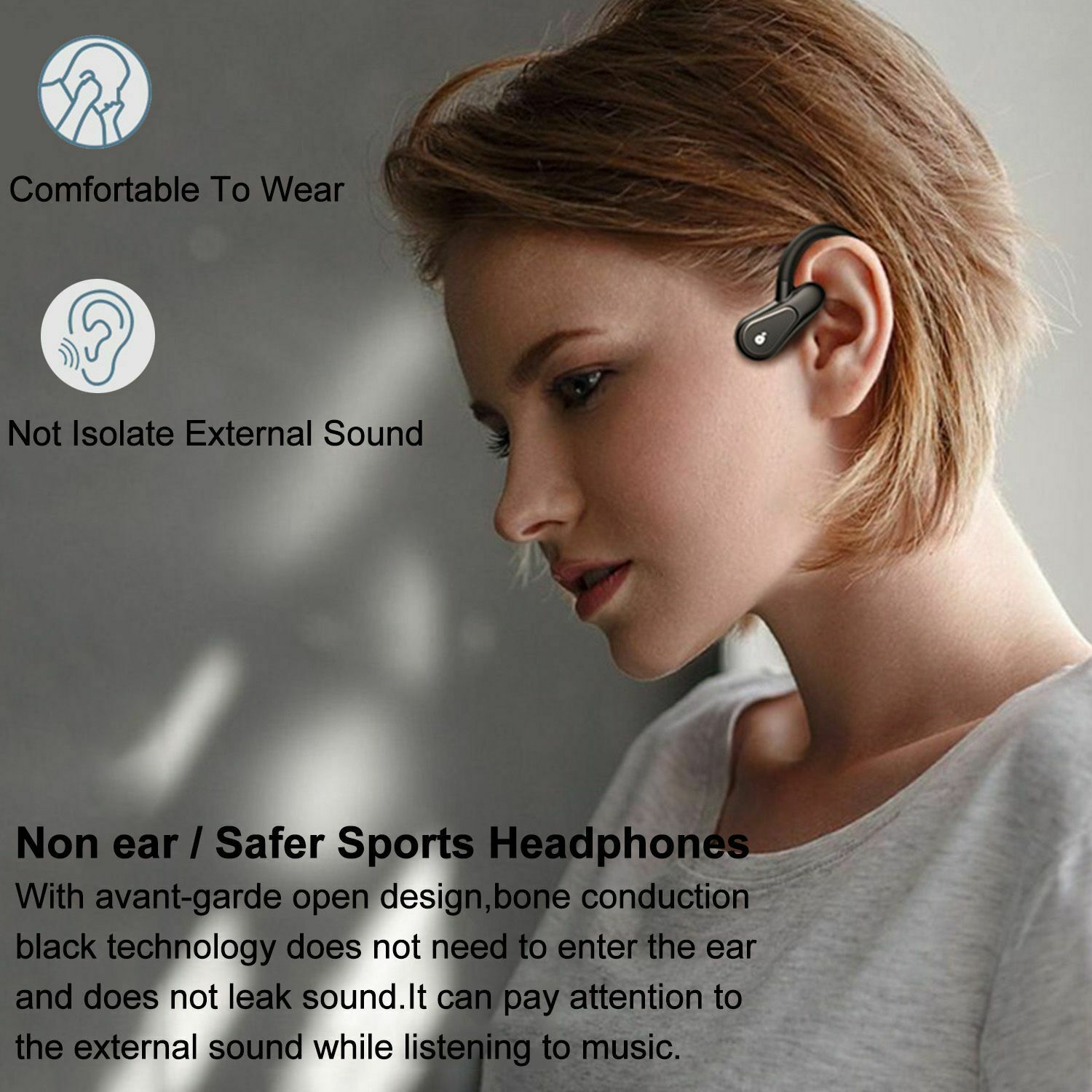 Bone Induction Bone Conduction Headset Memory Earphones Headphone Waterproof
