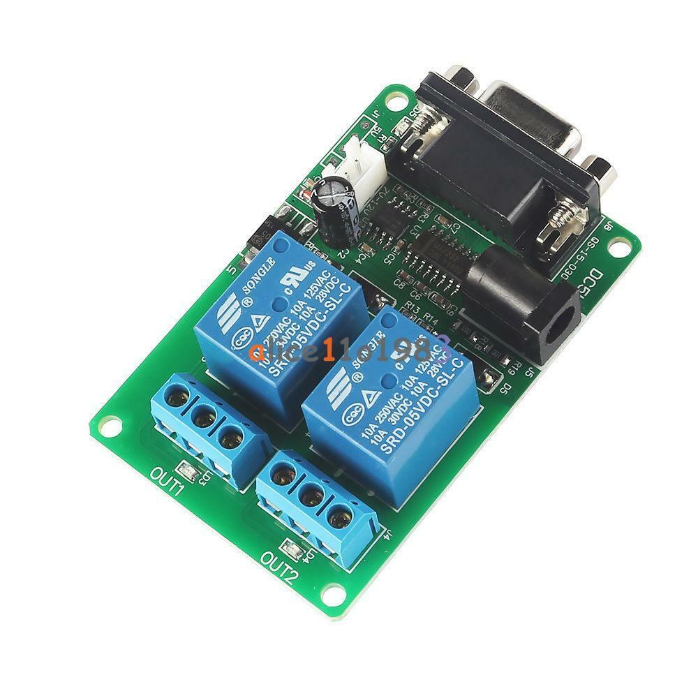 5V 2 Channel RS232 DB9 Serial Control Relay Switch Board SCM PC Relays