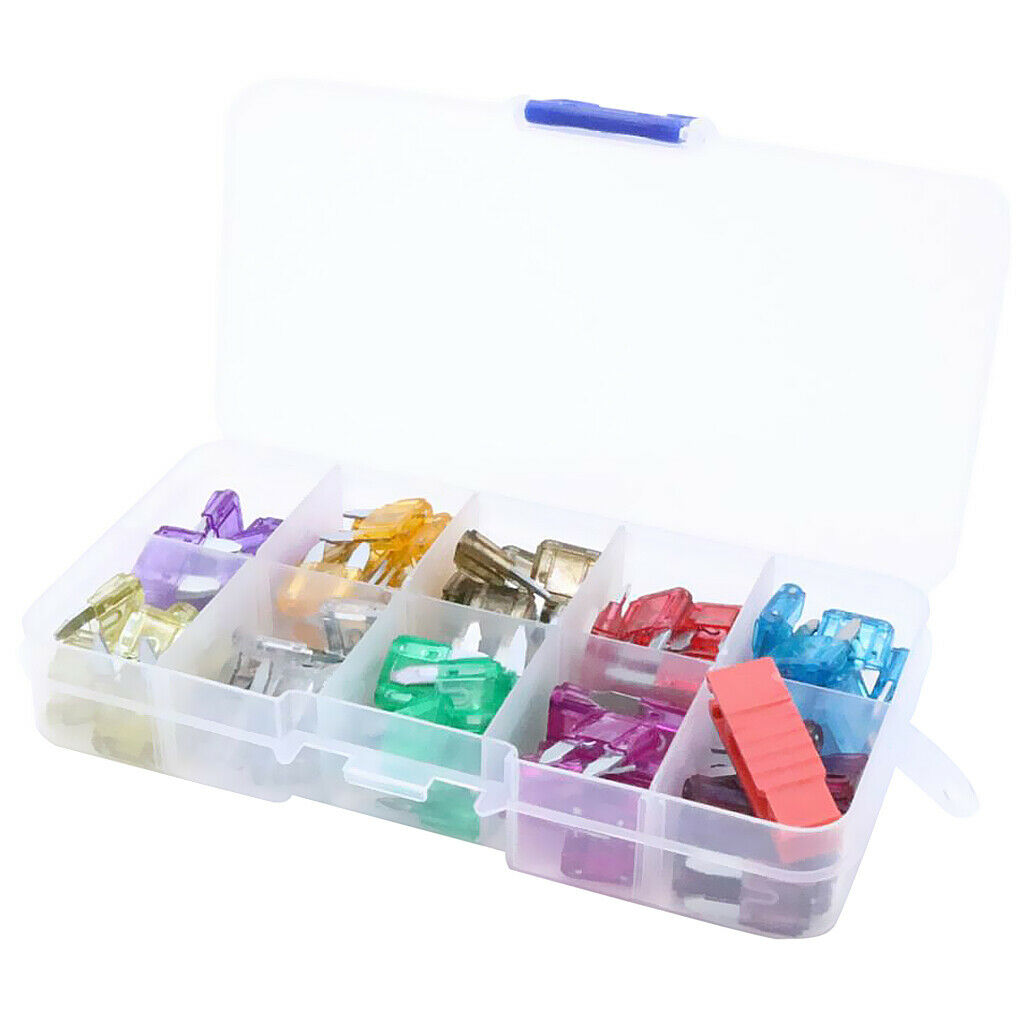 100 Pieces Automotive Car Motorcycle 3A-40A Mini Blade Fuses Kit With Puller
