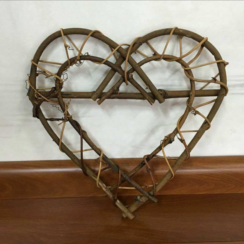 Christmas Rattan Garland Wreath Heart-shaped Pendant Hanging Tree Ornament DIY