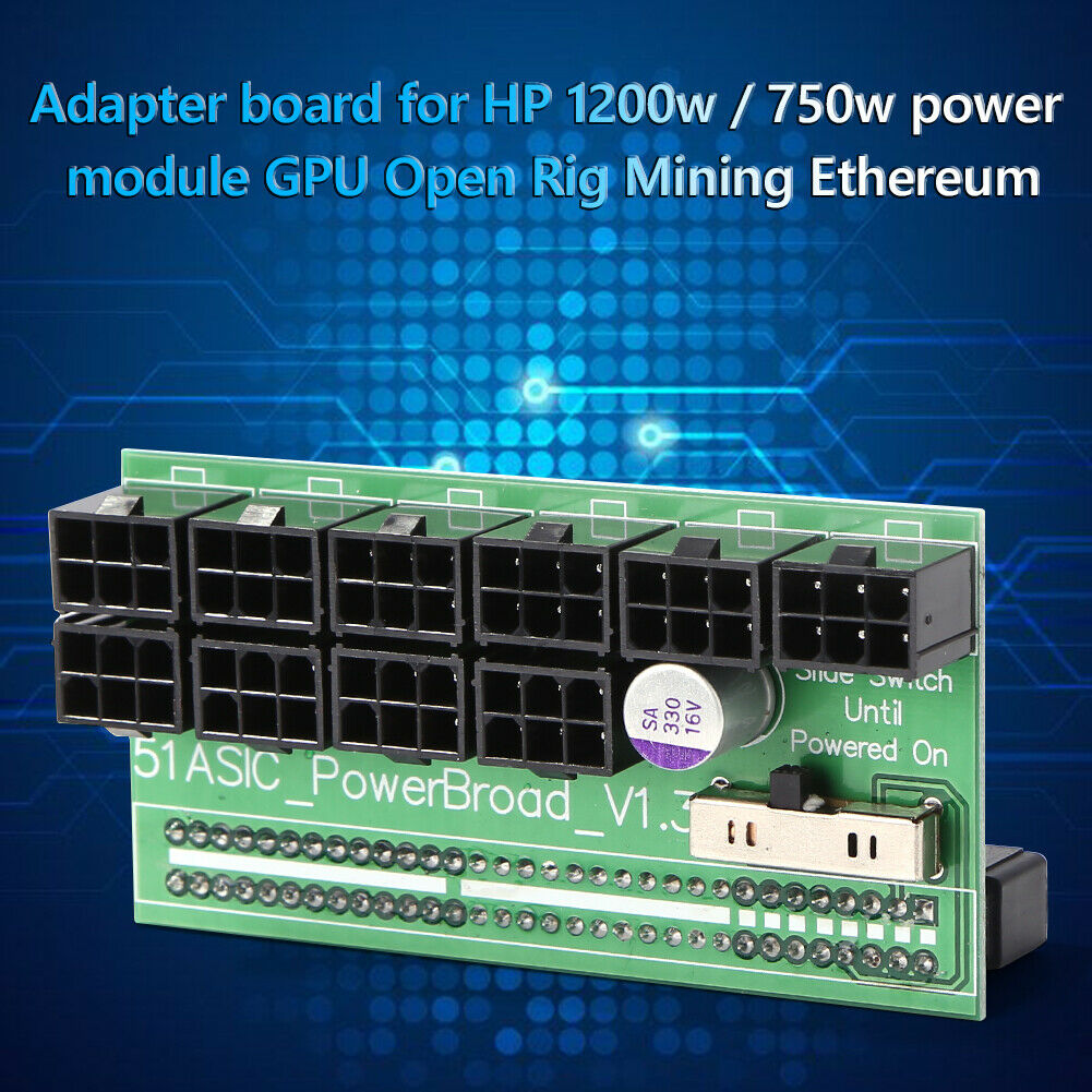 750W-1200W Power Supply Breakout Board 10 Ports PCIe 6 Pin for DPS-800GB A BTC