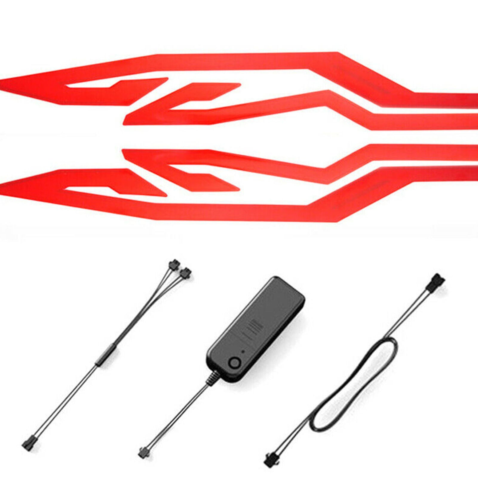 Motorcycle Bike Helmet Led Light Strip Kit Bar 3 Modes Red Cold Light Decoration