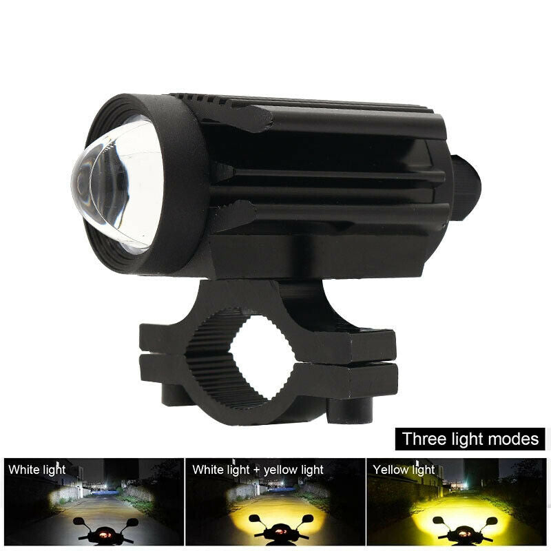 1PCS LED Car Motorcycle Bikes U7 Lens Two-color Spotlight Lamp 6000K Waterproof