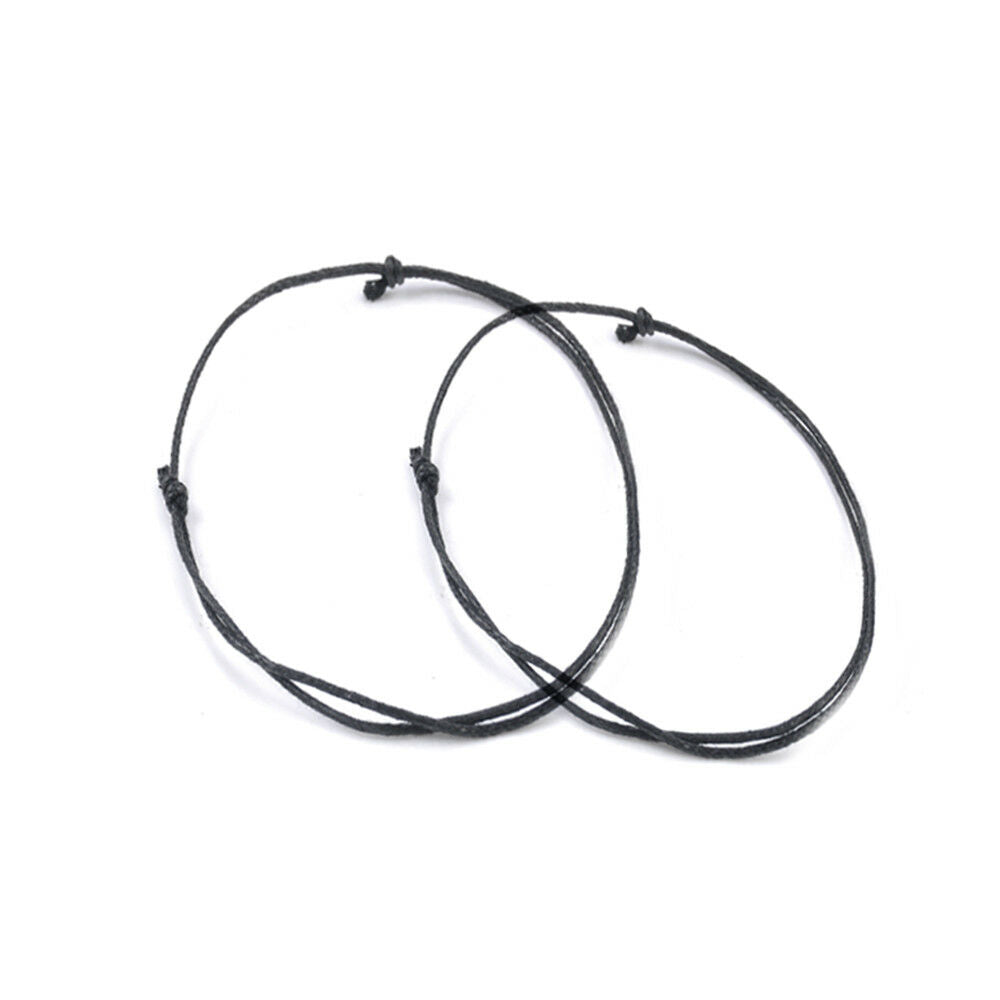 Simple 3pcs Black Leather Cord Lucky Bracelet Anklet Adjustable For Men Women