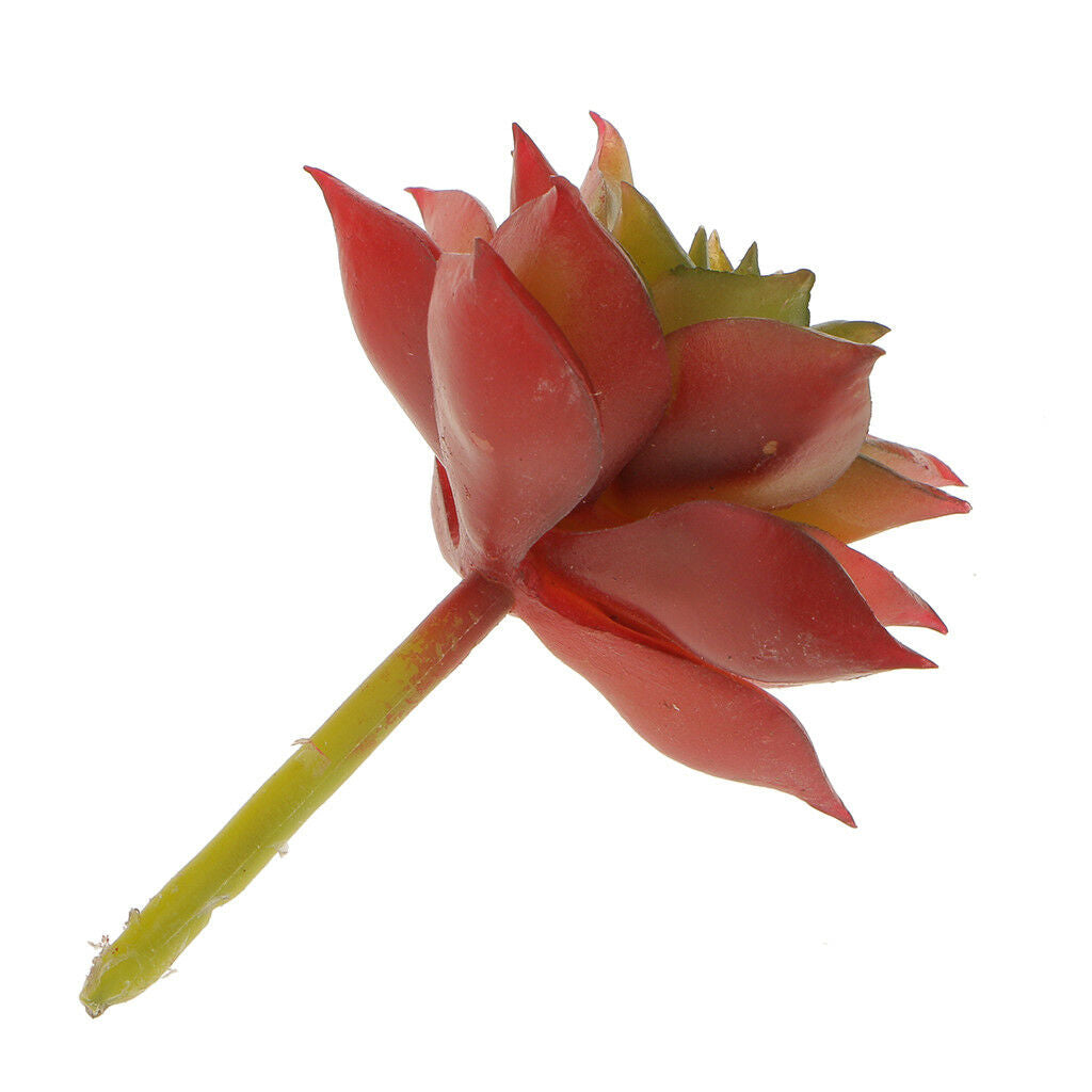 Artificial Succulent Lotus Flower Heads Foliage Grass Plant Decor Red