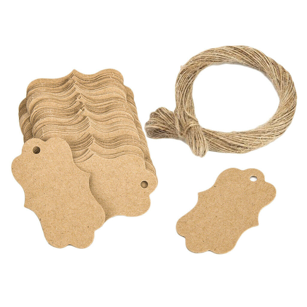100x Floral Kraft Paper  Tags Party Favor Tag