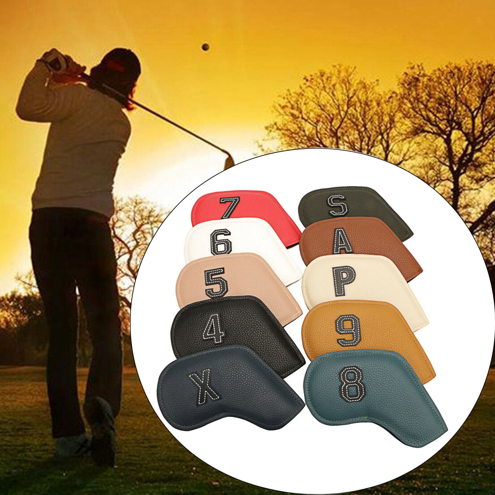 2X 10x Deluxe PU Golf Iron Headcover Set 3-9,P,S,A Club Head Cover Guard Case