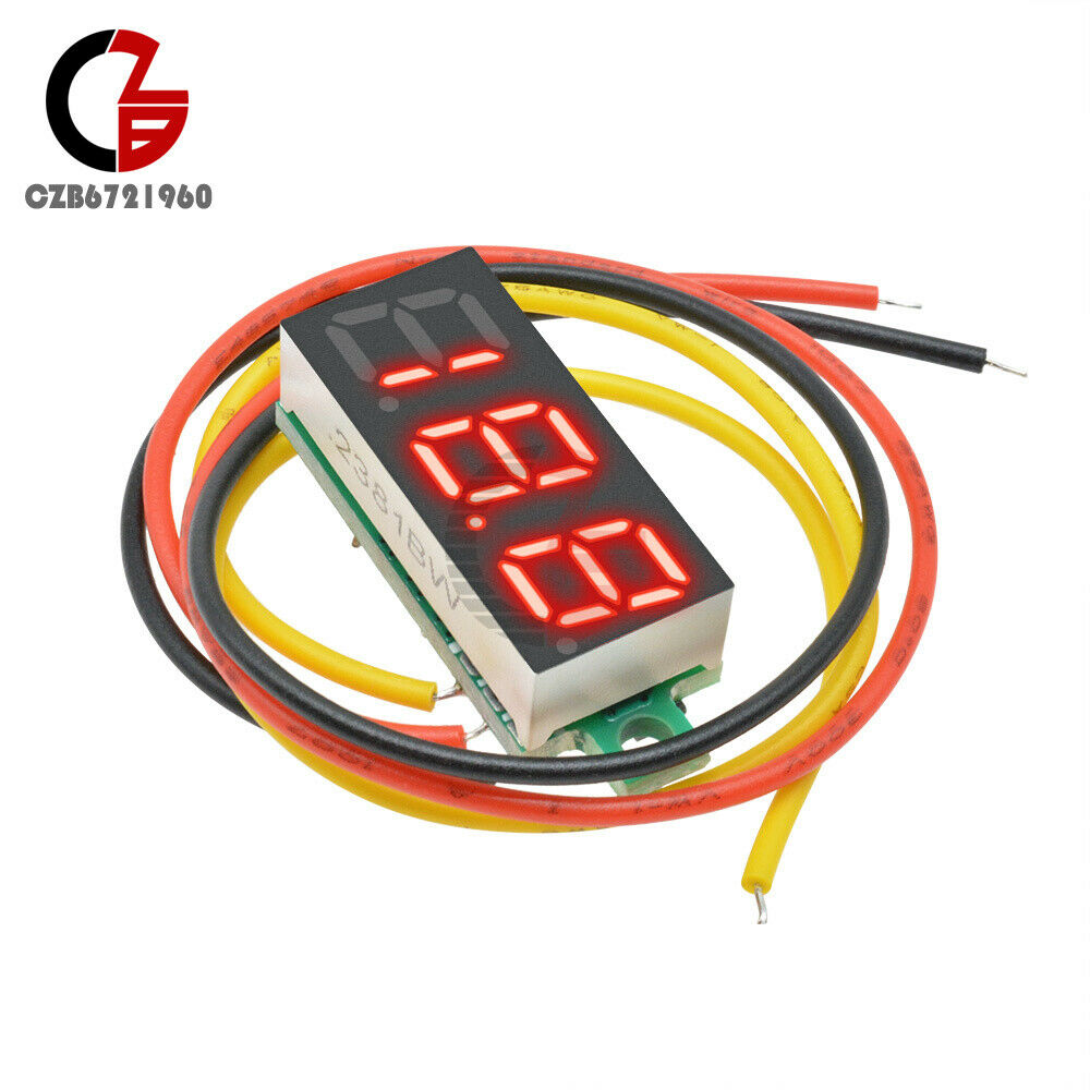5Pcs 0.28" DC 0-100V Digital Tube Voltmeter 3Bit Red LED Panel 3 Wire Volt Meter