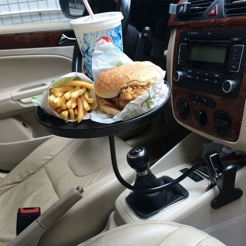 Flexible Round Car SUV Cup Holder Coffee Beverage Table Stand Food Tray Clip on