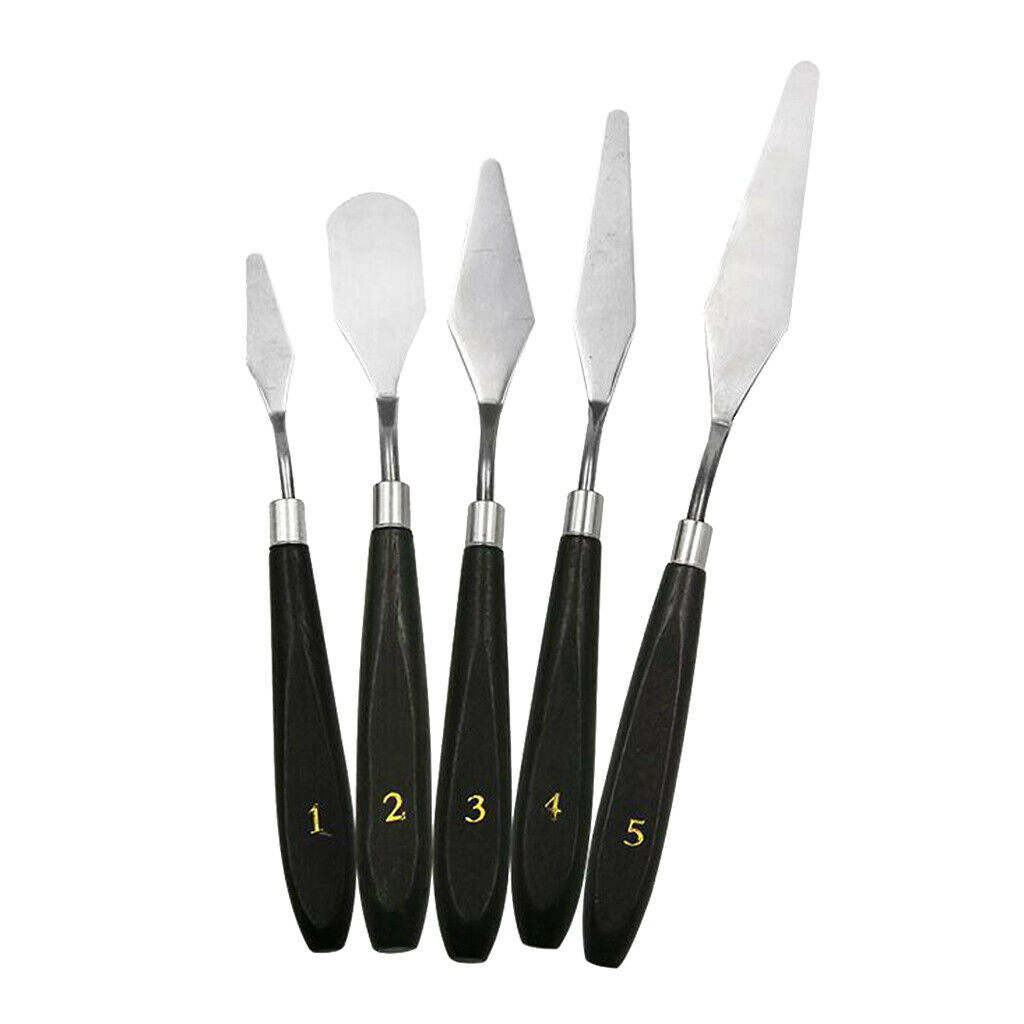 5-piece paint scraper set stainless steel and wooden spatula set for