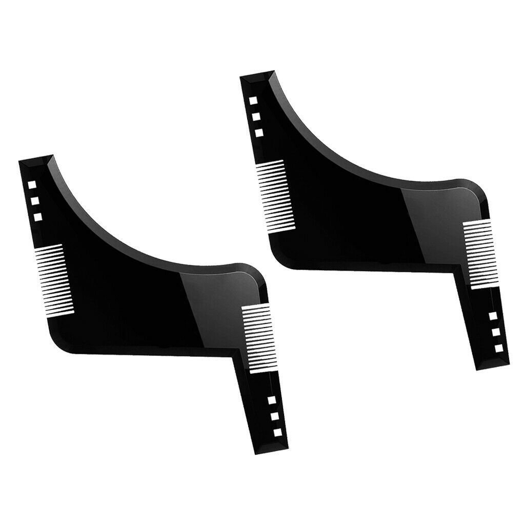 2 Beard Shaping Comb Styling Shaving Template for Symmetry Trimming Black