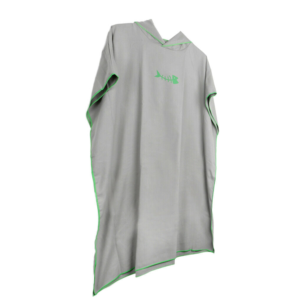 Quick-Dry Surf Beach Wetsuit Changing Towel Bath Robe Poncho w/ Hood Gray