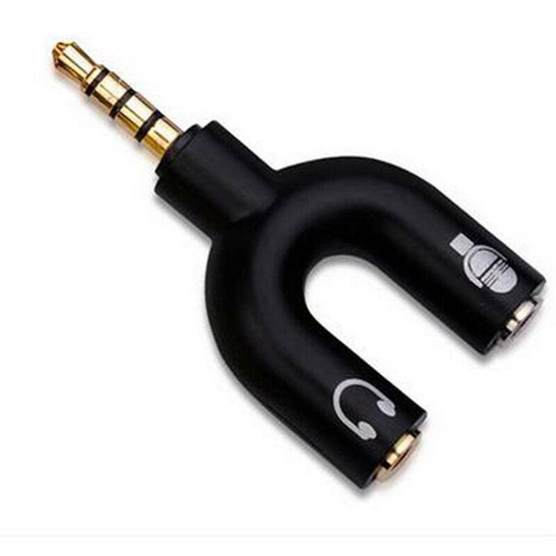 3.5mm Male to 2 Dual Female Plug Jack Stereo Audio Headset Mic Splitter Cables !