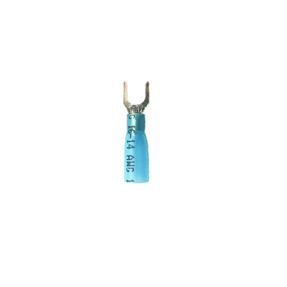 100 Heat Shrink Spade Fork Terminal Connector Blue 16-14 GA AWG Gauge #10 Stud