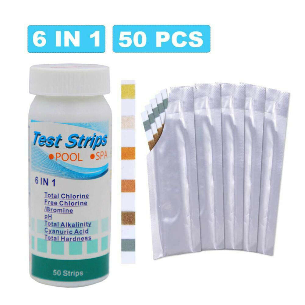 Swimming Pool 6 Way Test Strips SPA Chlorine PH Alkalinity Water Hardness Test