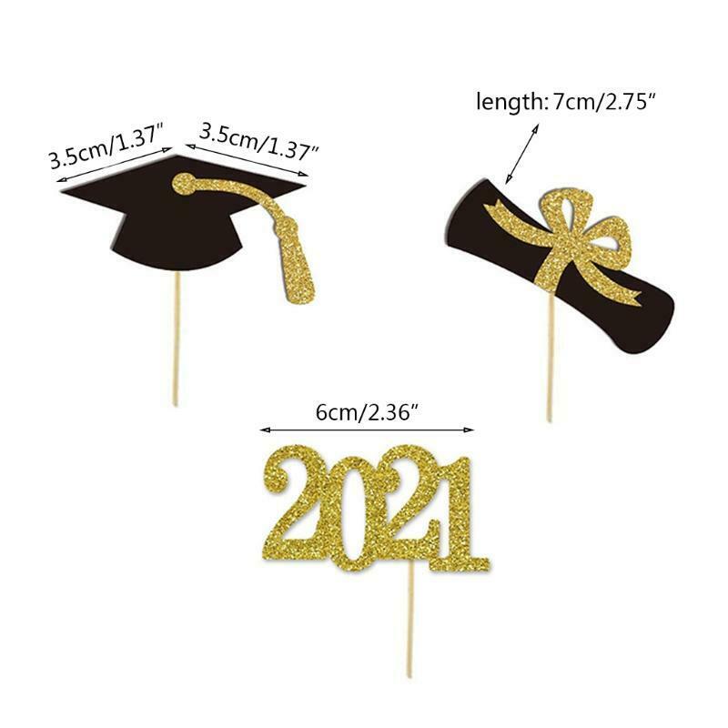 2021 Graduation Cupcake Toppers 48 PCS Food Appetizer Picks For Graduation Set