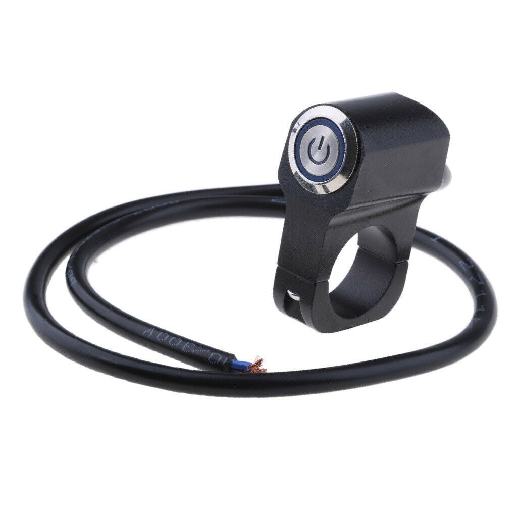 Blue Handlebar Headlight ON/OFF Aluminum Alloy Push Button Switch Universal for