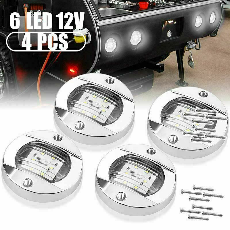 4X White 3" Round LED Side Marker Lights For Truck Trailer  Waterproof Clearance