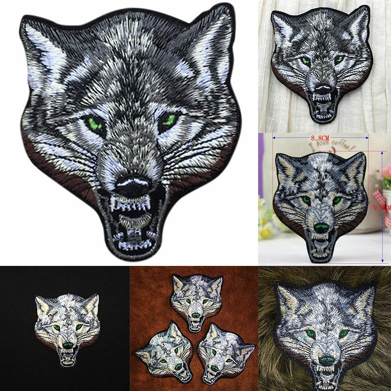 Animal wolf head iron on patches Sewon embroidered patch motif applique!e.l8