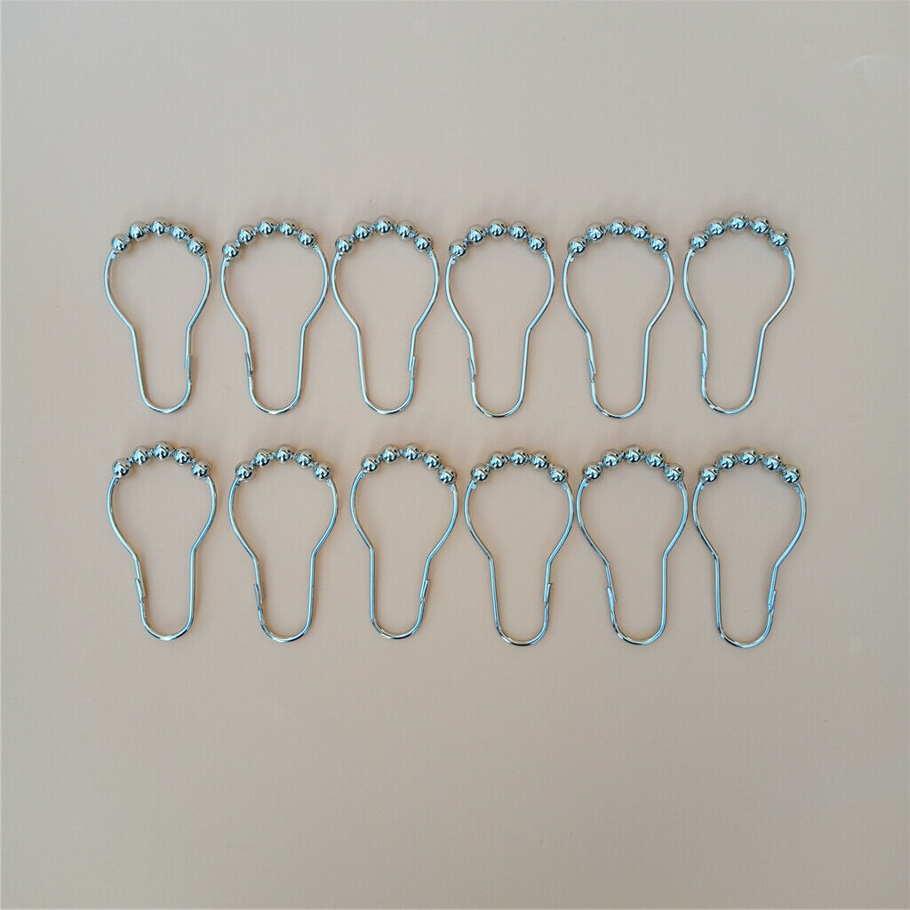 Metal Roller Glide   Shower Curtain Hooks Decorative Bathroom Parts 12pcs
