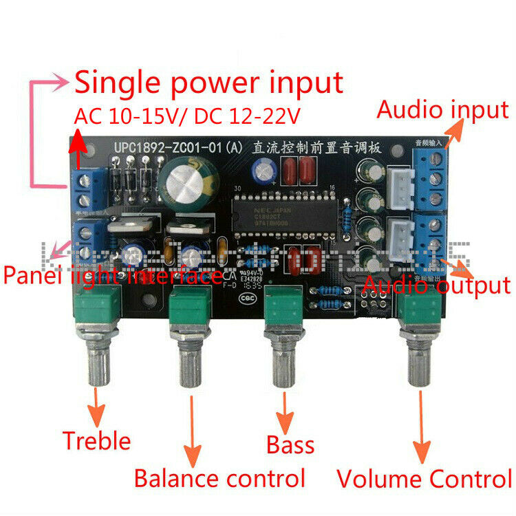 UPC1892 Preamplifier Tone Control Board Speaker Amplifiers Preamp Treble Bass E